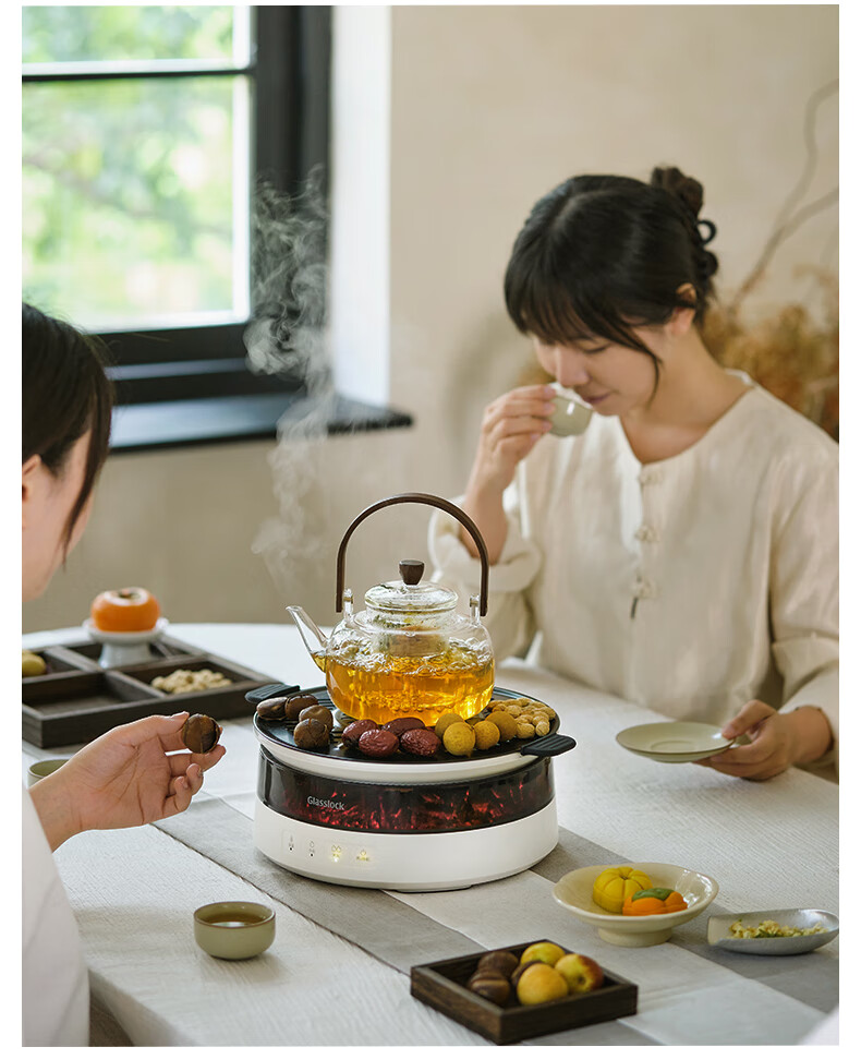 GLASSLOCK Tea Brewing Set with Simulated Charcoal Fire, All-Glass No Glue Health Tea Pot, Constant Temperature Tea Maker with Electric Ceramic Stove Heater, New Year's Gift 2