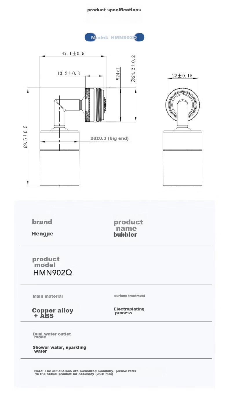 HEGII Faucet Extender, Universal Rotating Faucet Aerator Adapter, Dual Outlet Water Filter Splash-Proof Head HMN902Q 11