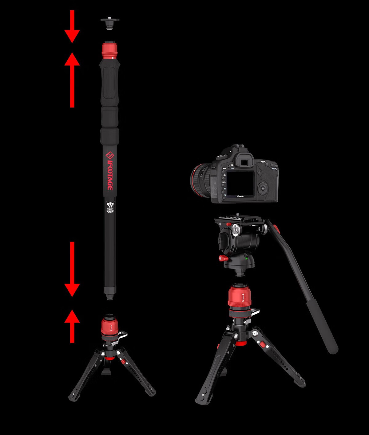 IFOOTAGE Cobra A150S Gen 3 Monopod with One-Touch Elevation Outdoor Portable DSLR Camera Professional Photography Videography Hydraulic Fluid Head Monopod Stand 10