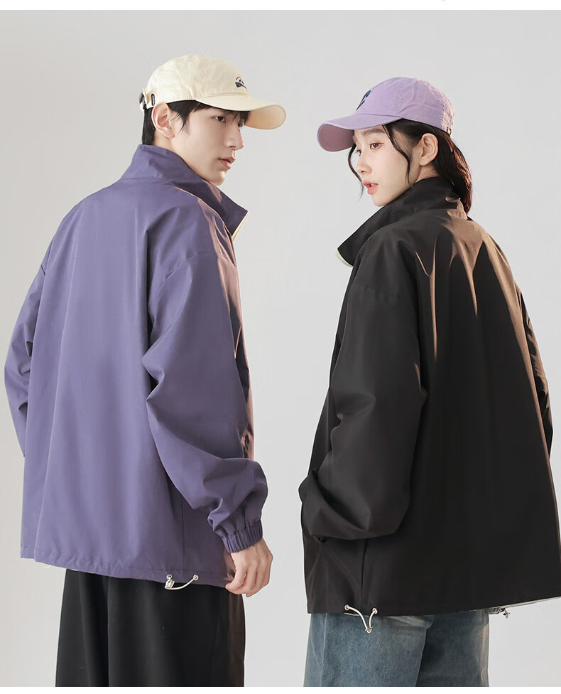 Chaersitaoxin Double-Sided Jacket for Men, Spring And Autumn, Couple's Windproof Coat, Red, Size M 10