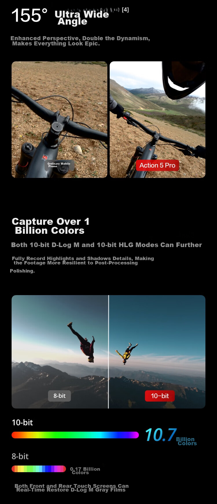 DJI Osmo Action 5 Pro, Ultra-Flagship Image Quality Action Camera, Outdoor Motorcycle Riding Diving Vlog Camera, Portable Travel Photography Camera 6