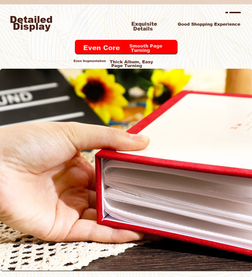 Longe 6-Inch Photo Album, Insert-Style Album, Laminated, Large Capacity, Children's Growth Record, Couple's Promise Record Album, Shiguangji Paper Cover 100 Cards - Vertical Photo Book 8