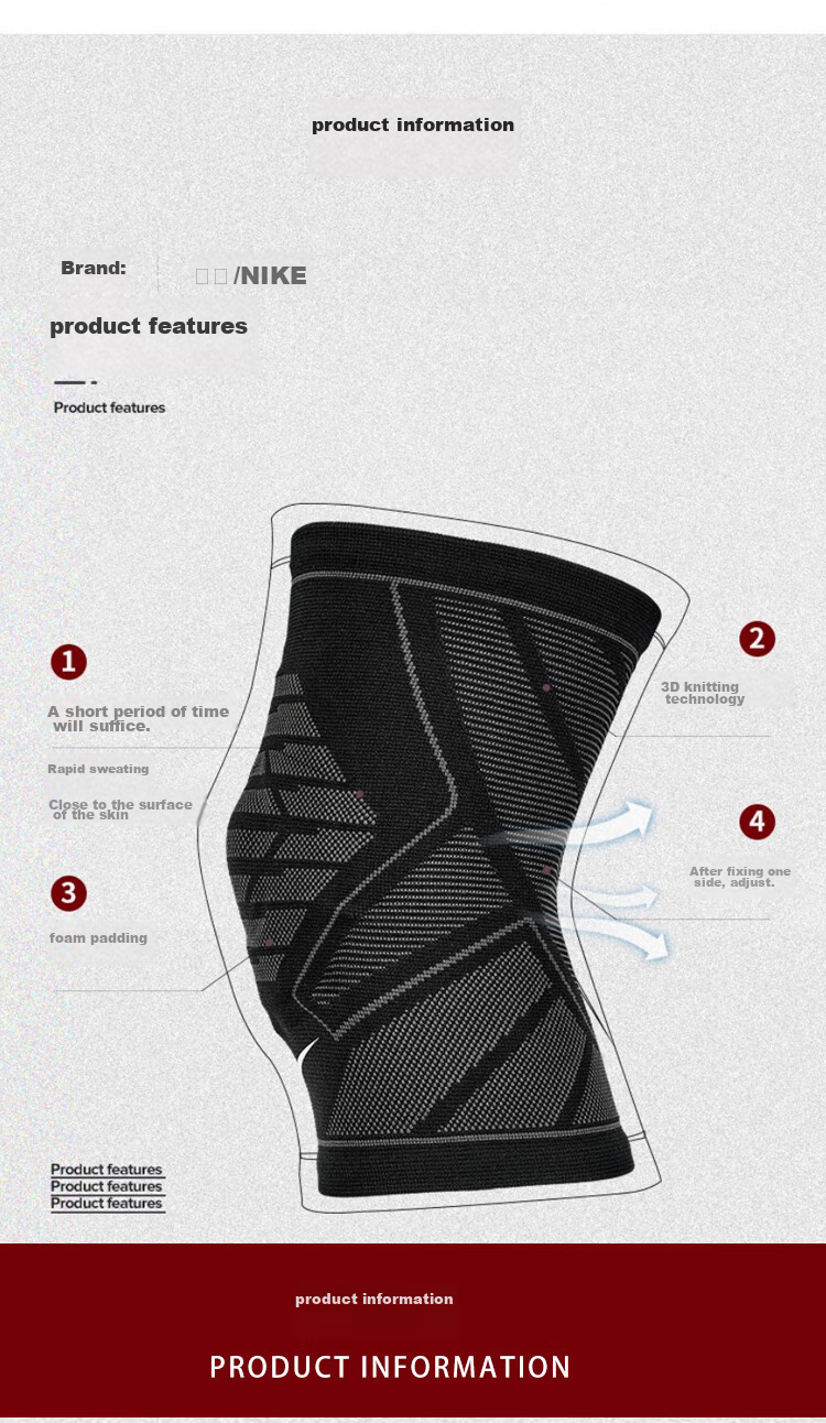 NIKE Sports Knee Pads for Climbing, Hiking, Outdoor Running, Basketball Knee Straps N1000669031M Two-Pack 5