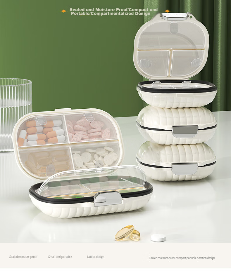 Baicaoyuan Portable Pill Organizer, Weekly Dosing Box, Seven-Day Travel Pill Dispenser, Personal Medicine Container, Sealed Moisture-Proof Large Capacity 4