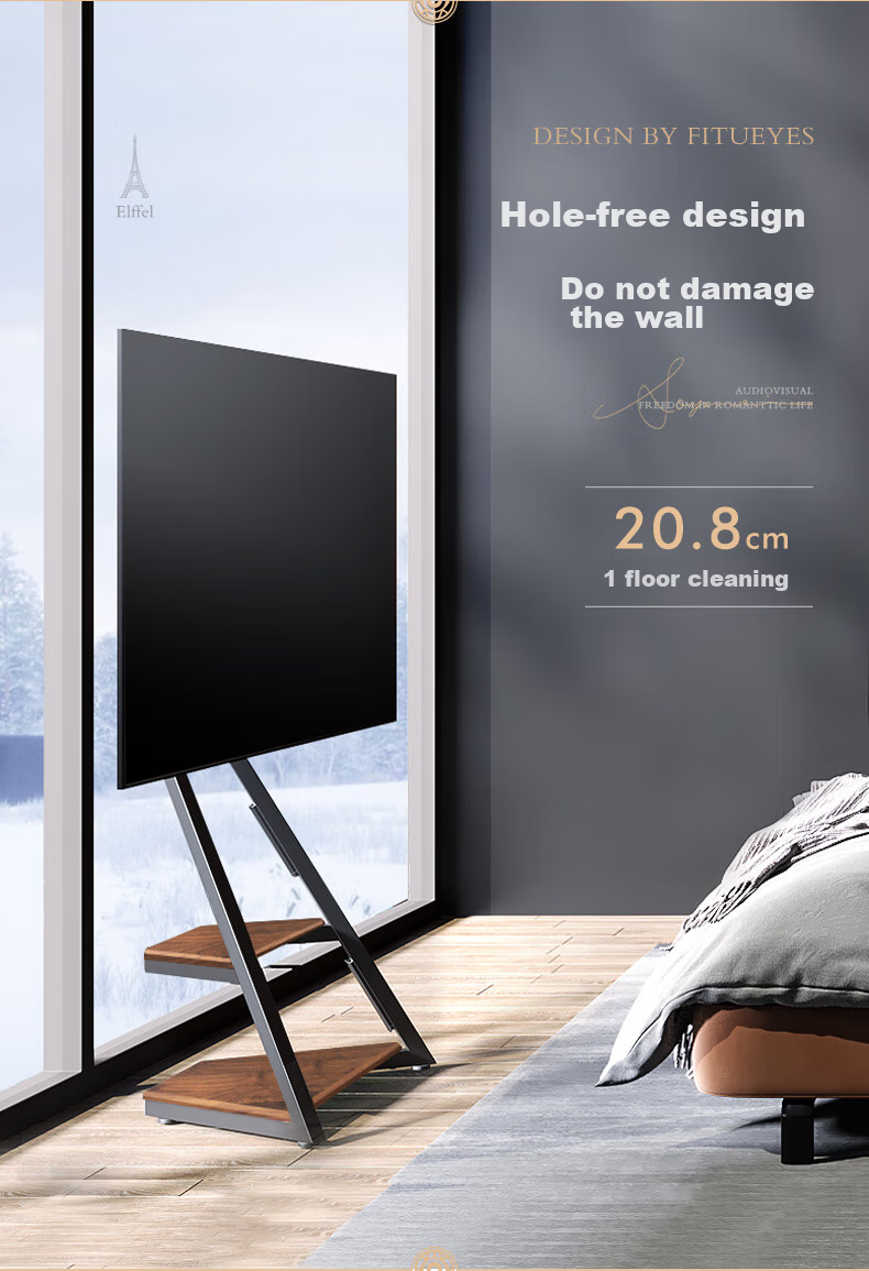 FITUEYES Artistic TV Stand for 45-65 Inch Mobile TVs, Eiffel Series TV Cabinet, Universal TV Mount for Multiple Brands 7