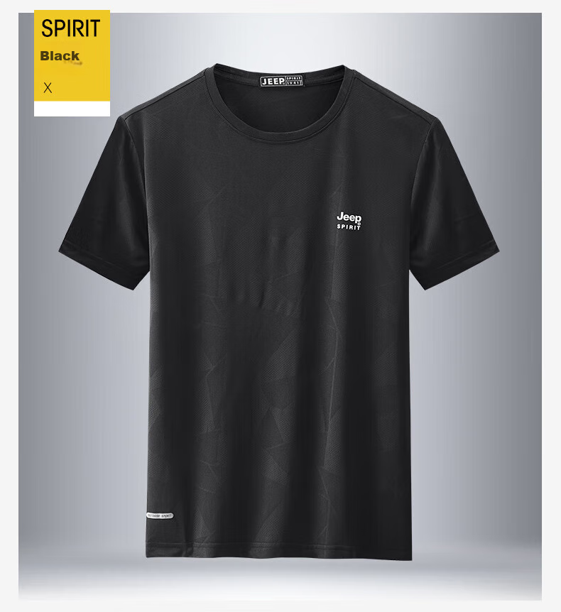 JEEP Quick-Dry T-Shirt, Lightweight for Summer, Outdoor Running And Fitness Short Sleeve, Simple And Fashionable Versatile Men's T-Shirt, Black, M 9