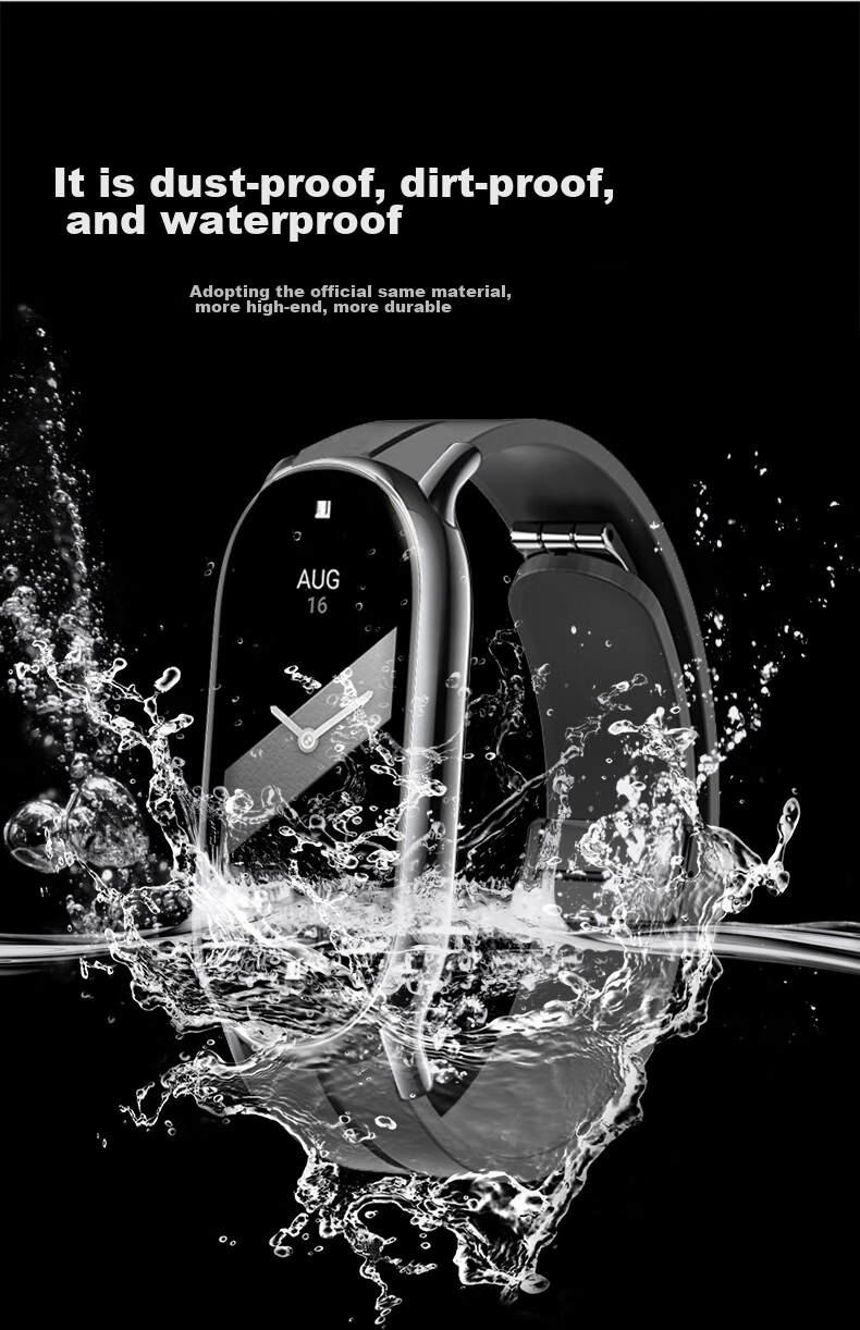 Watchbond Xiaomi Band Strap Compatible with Xiaomi Band 89 NFC Version, Liquid Silicone, Black, Magnetic Buckle, Silicone Band 7