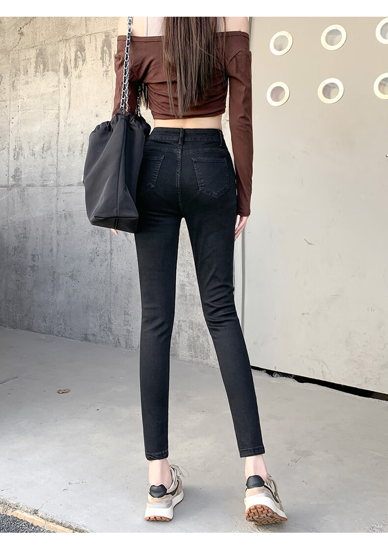 Jeanswest Women's Summer Thin Casual Fashion Trendy High-Waist Straight-Leg Light Color Ice Silk Vintage Style Jeans L 14