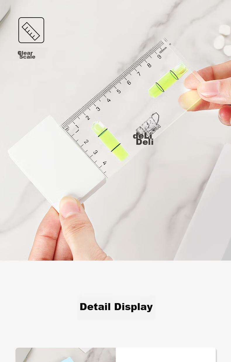 Deli Mini Spirit Level, High-Precision Level Ruler, Transparent Level Gun with 100mm Body 6