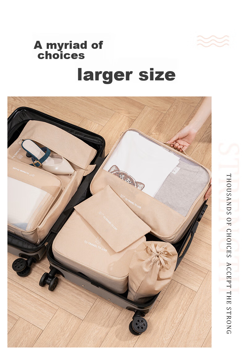 JEKO&JEKO Travel Storage Bags, Clothing Organizer Pouches, Essential for Business Trips, Thickened Suitcase, Cosmetic Storage Bags, 7-Piece Set in Gray 2