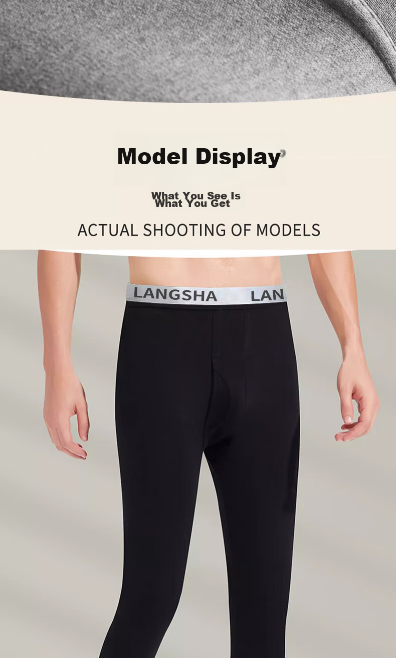 LangSha 2-Pack Men's Thermal Underwear, 100% Pure Cotton, Antibacterial And Anti-Mite, Warm Long Johns, Autumn And Winter Cotton Pants, Men's Thermal Underwear 19