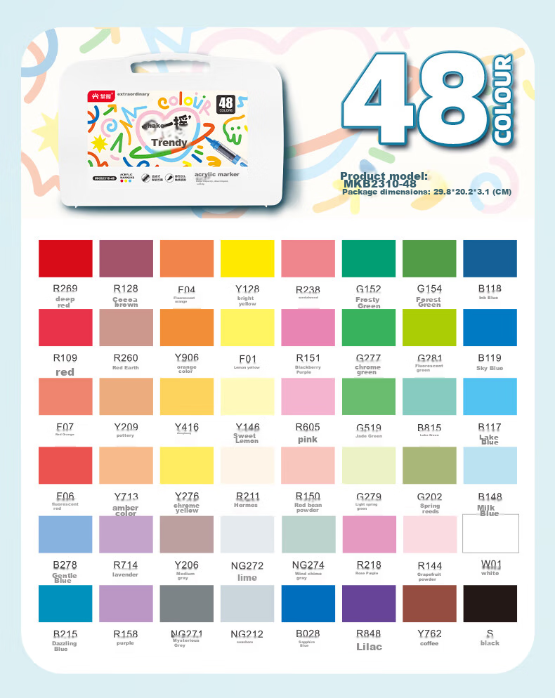 GRASP Direct Liquid Acrylic Markers, Soft Tip, 36 Colors, Skin-Friendly, Washable, Drawing Pens, Ink Control, Layering Capable, Children's Watercolor Pens, Instant Camera Paper, Doodle, Birthday Gift 19