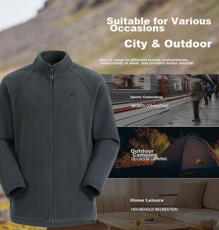 Pioneer Camp Fleece Jacket for Men, Autumn And Winter Sherpa Fleece Coat, Thickened Stand Collar Outdoor Sports Hiking Warm Outerwear 10