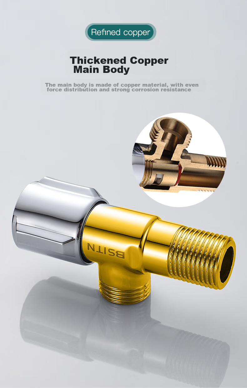 BSITN 304 Stainless Steel Angle Valve, Thickened 1/2 Inch Interface, Figure-Eight Valve, Hot And Cold Water Quick-Open Triangular Valve, Universal Stop Valve B503 3