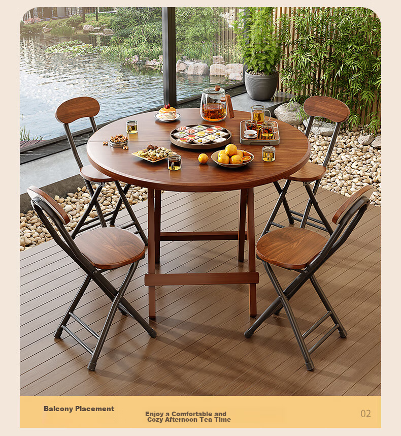 Chibailun Folding Table, Home Folding Dining Table, Compact Round Table for Small Apartments, Simple Portable Small Table 12