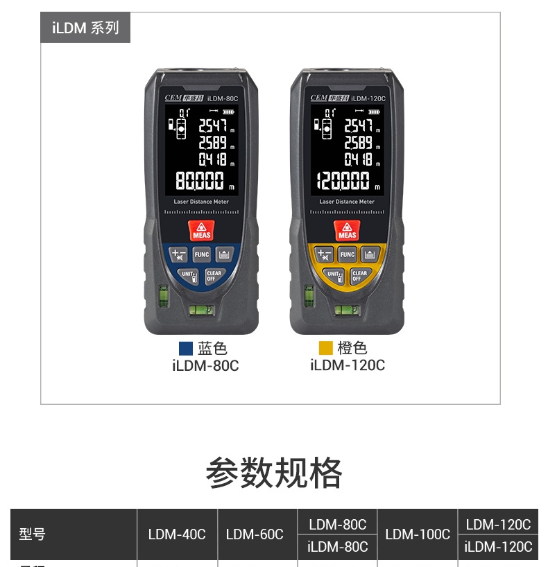 CEM LDM-120C Laser Distance Meter, High-Precision Laser Infrared Room Measuring Device, Electronic Ruler with Voice Playback, USB Direct Charging 19