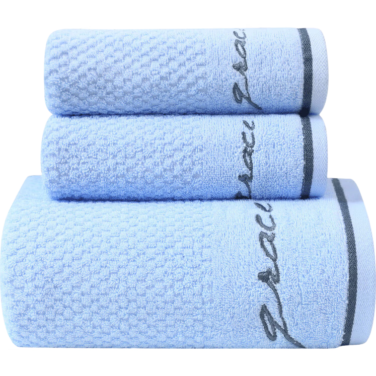 Grace Bath Towel Set for Home Use, Class A Pure Cotton, 1 Bath Towel + 2 Towels Combo Pack, Adult Men And Women Soft Absorbent All-Cotton, Blue