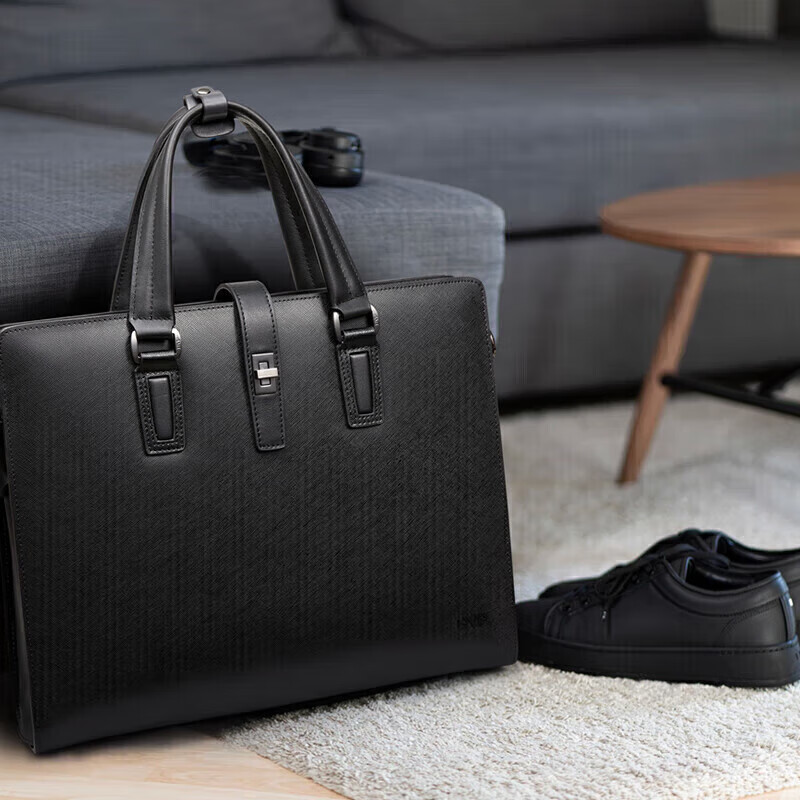 BVP Men's Business Briefcase, Leather Handbag, Horizontal Laptop Bag, Shoulder Crossbody Bag for Men, Father's Day Gift