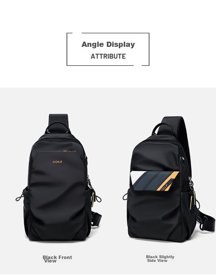 GOLF Chest Bag for Men, Contrasting Color Shoulder Crossbody Bag, Casual Phone And IPad Bag, Multi-Compartment Sports Small Backpack, Running Pack 22