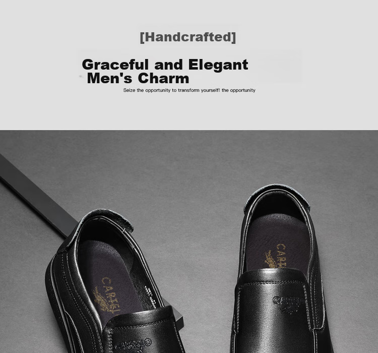 CARTELO Leather Shoes for Men, Slip-On, Casual Business Style, New Soft-Soled Formal Shoes for Middle-Aged Fathers, Breathable for Autumn And Winter Seasons 2