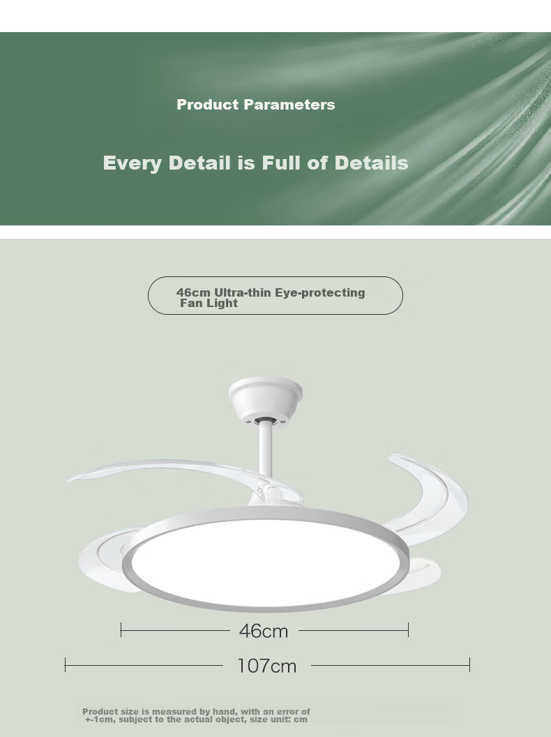 MICOE Ceiling Fan Light, Puli Eye Protection, Invisible Blades, Remote Control Dimming, Zhongshan Lighting Fixture with Installation Included - Lingxiao 29