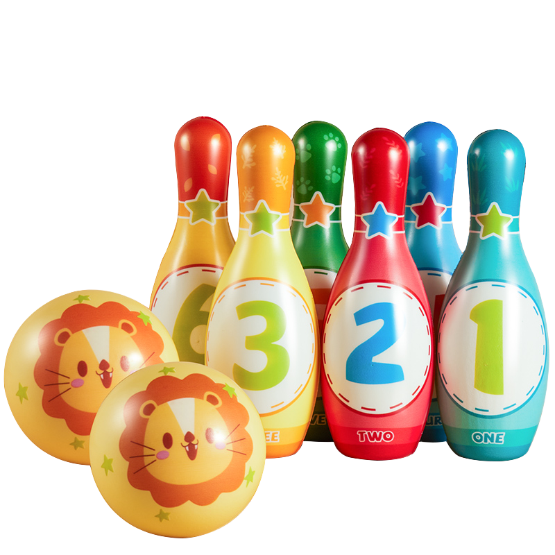 Dimoarch Children's Bowling Toy, Indoor Sports Solid Cotton Ball, for Boys And Girls, Large Size with 6 Bottles, Birthday Gift