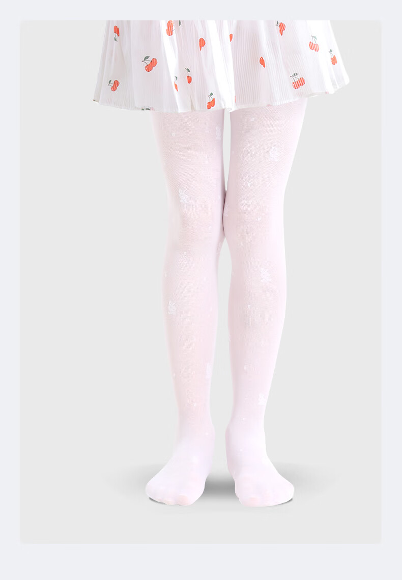 Barbie Children's Tights, Summer Thin Style, Girls' Ultra-Thin Stockings, Mosquito-Proof Socks, Base Layer Socks, Little Rabbit White + Little Bear Yellow, L 10