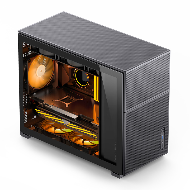 JONSBO Songuo D31 MESH Version Black MATX Case (Dual 360mm Radiator Support/ATX Power Supply/Type-C Gen2 10Gbps+/Vertical Airflow/Long Graphics Card)