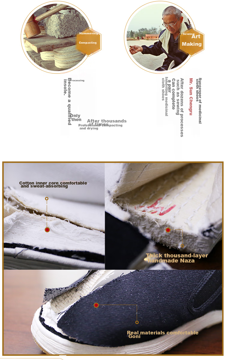 BUS HEYUAN Traditional Thousand-Layer Slip-On Odor-Resistant Old Beijing Cloth Shoes Casual Middle-Aged And Elderly Men's Shoes with Cowhide Sole YW3PT Size 40 3