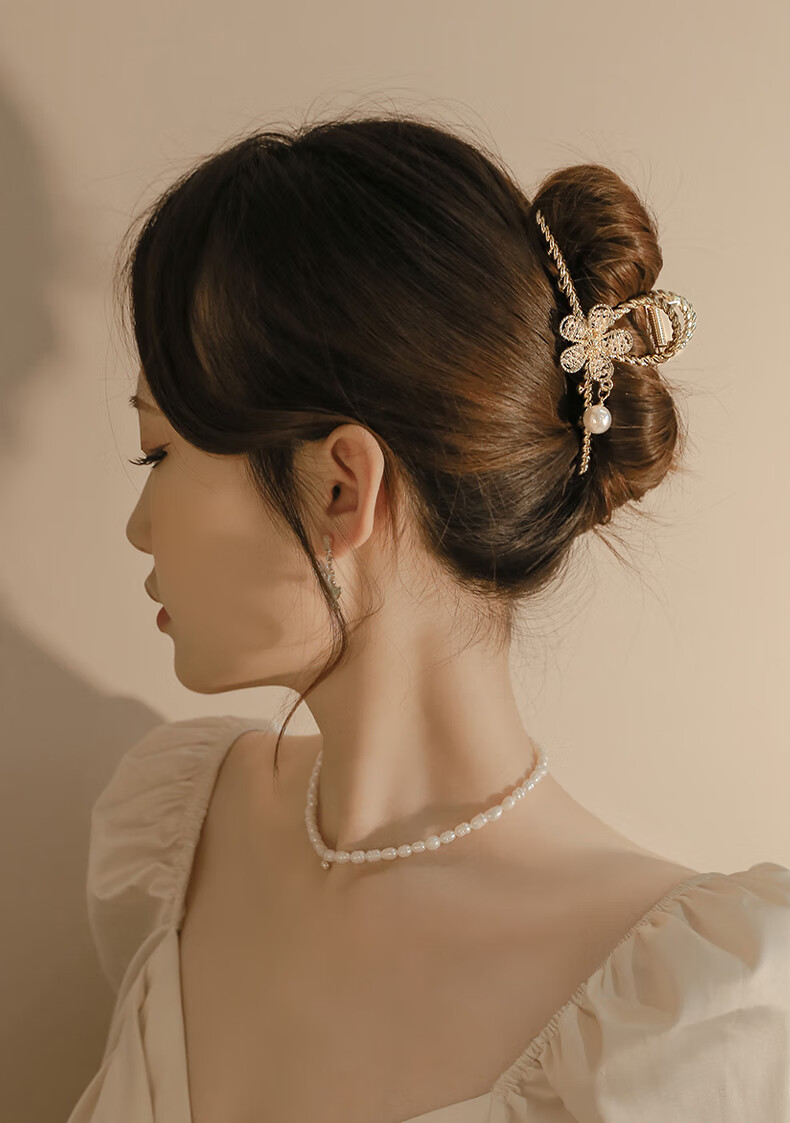 Xiangwan Hair Clip, Metal Flower Barrette, Chinese Style Hair Clip, High-End Shark Clip for Back of Head, Birthday Gift for Wome 8