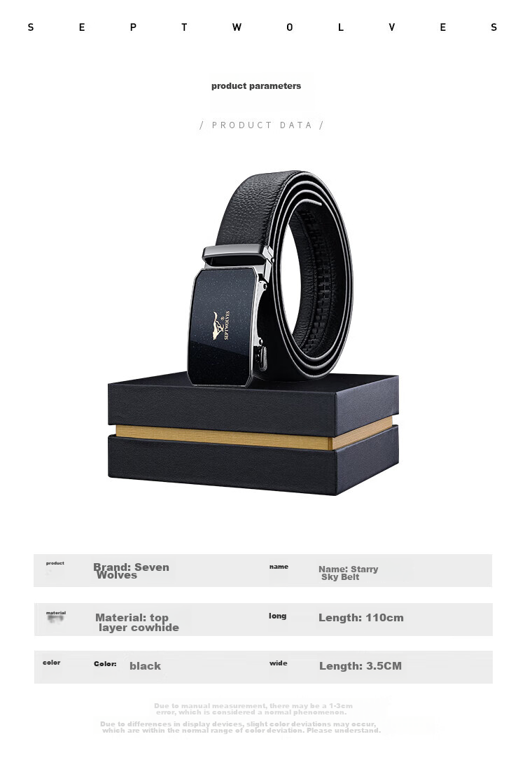 SEPTWOLVES Men's Leather Belt, Flyco Shaver Gift Box, Waistband, Anniversary Birthday Gift for Husband Boyfriend Father 7