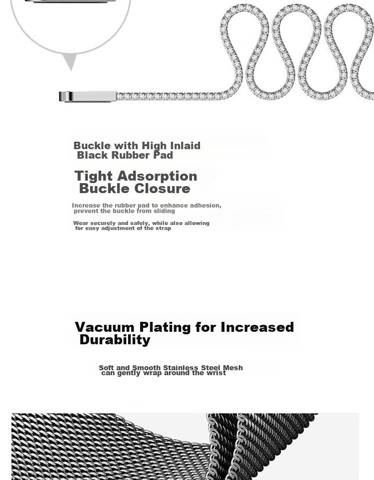 ESCASE Stainless Steel Magnetic Watch Strap Compatible with KeepB4B4Lite Watch, 16mm Universal Milanese Loop, Quick Release, Anti-Slip, Breathable, Suitable for Men And Wome 7