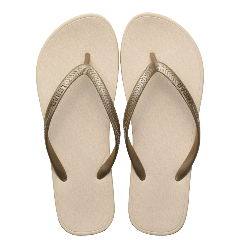 LURAD Women's Flat Heel Flip-Flops, Non-Slip, Summer, Beach Wear, EVA Slippers, Beige, Size 35-36