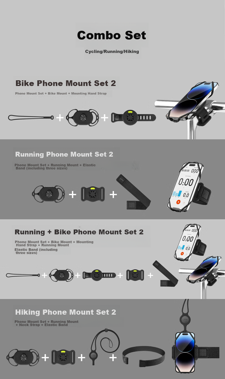 Bone Road Bike Phone Mount, Silicone Shock-Absorbing Quick-Release Cycling Phone Holder, Compatible with Garmin Bike Computer 18