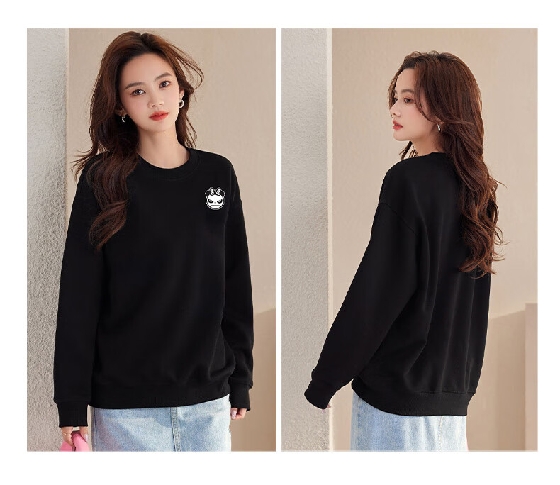 HIPANDA Hello Panda Sweatshirt for Women, Spring And Summer Round Neck Printed Pattern Simple Fashion Versatile Casual Top, Apricot Color, Size L 7