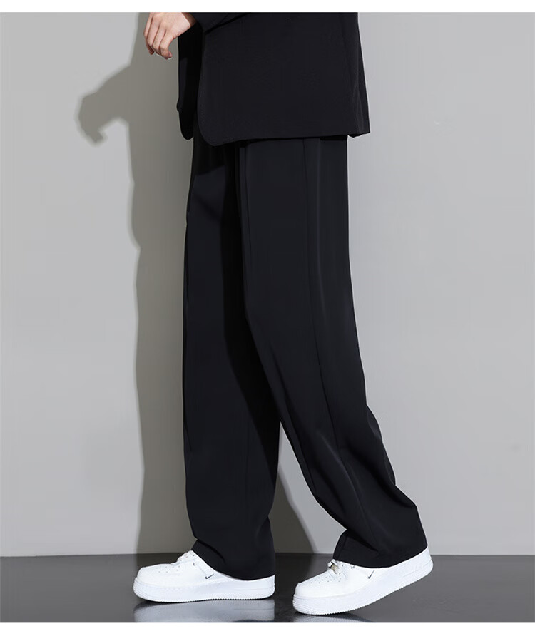 Touhaoqingnian Casual Pants for Men, Spring And Autumn Loose-Fitting High-Quality Draping Tapered Trousers, Plus Size Wide-Leg Dress Pants, Black, M 8