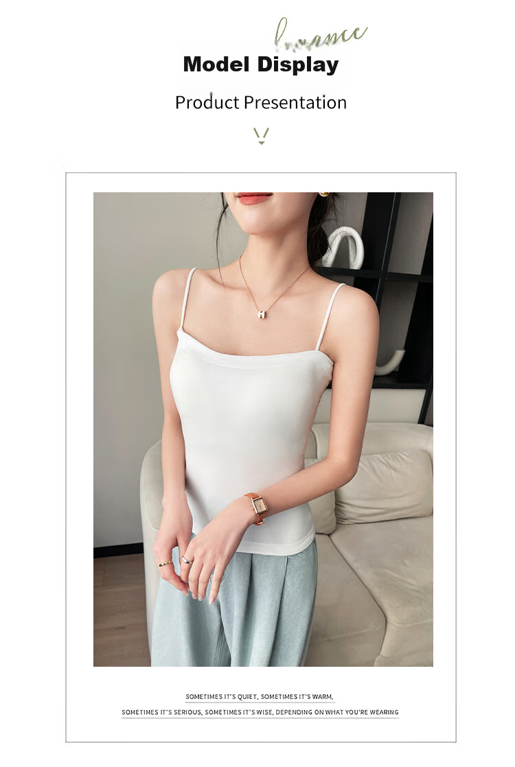Hengyuanxiang [One-Piece Camisole Bra] Women's Vest, Beautiful Back Design, Inner Wear, Solid Color Undershirt with Built-In Pads, Suitable for Outerwear 11