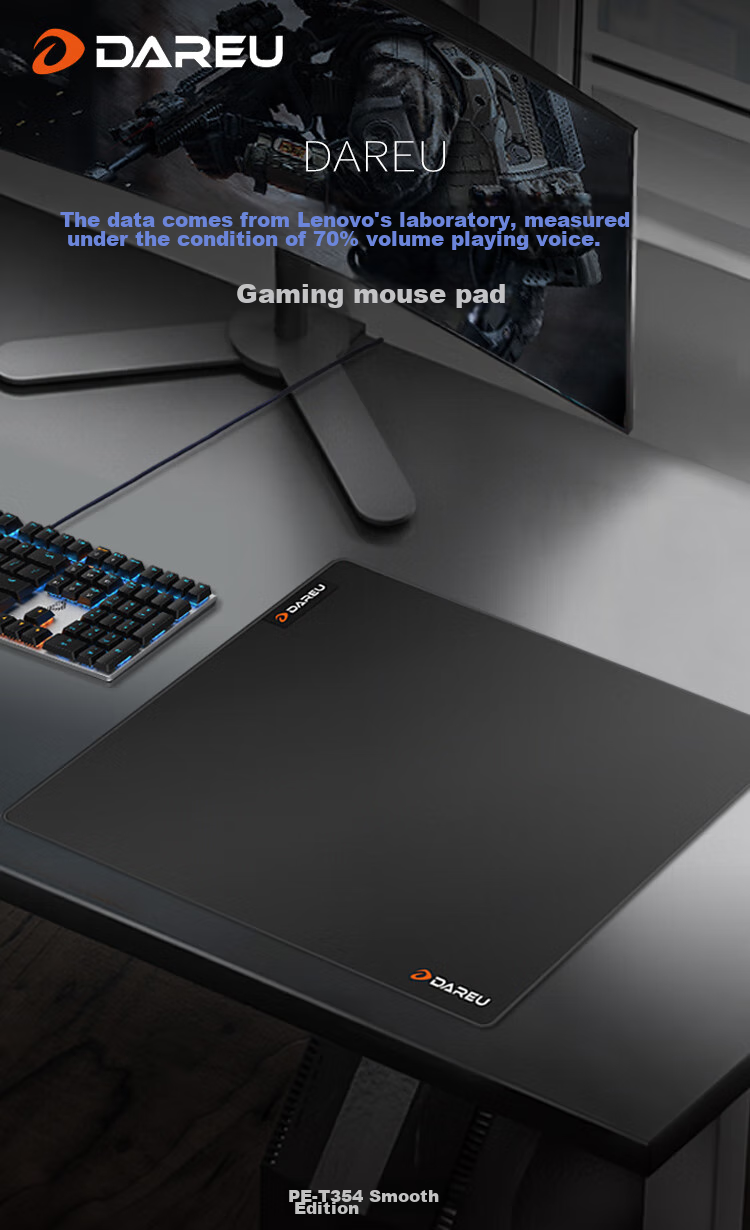 DAREU PE-T354 Professional Gaming Mouse Pad, Medium And Small Sizes Available, Thickened with Locked Edges, High-Density Fiber, Smooth Keyboard Computer Desk Mat, Black, for VALORANT 1