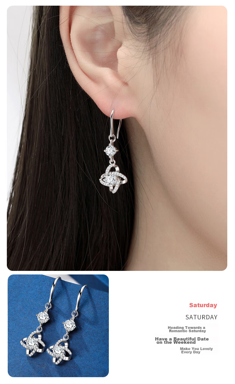 Dijing 999 Sterling Silver Earrings for Women, 2026 New Style Weekly Studs, Elegant High-End Ear Drops, Birthday Gift for Women And Wives 11