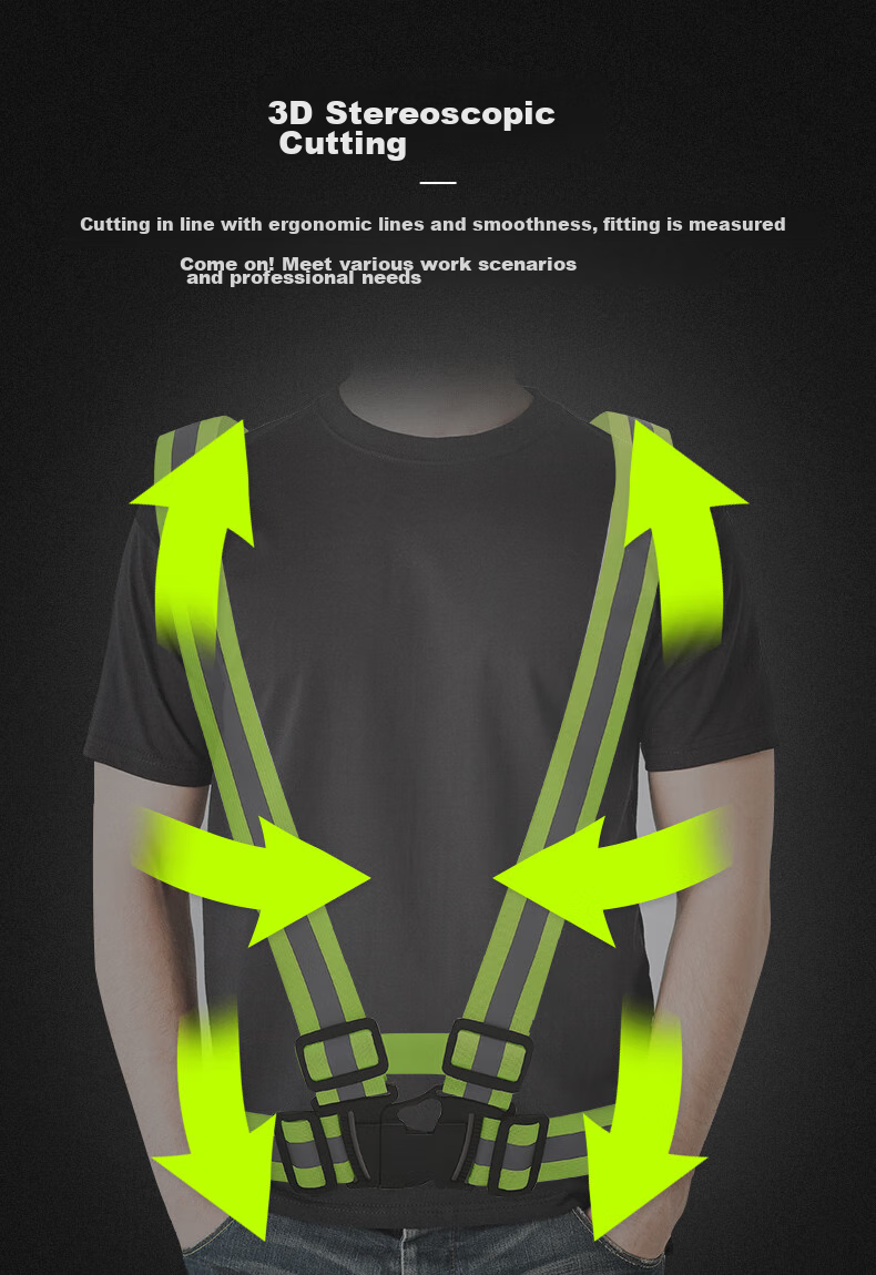 CT Reflective Vest, Reflective Sash, Running Safety Warning Elastic Band, Sanitation Worker Vest, Work Uniform, Snap Button Style 5