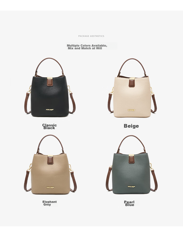 Aokang Women's Handbag, Trendy Cowhide Bucket Bag, Light Luxury Crossbody Shoulder Bag, Birthday Mother's Day Gift for Girlfriend Or Wife 13