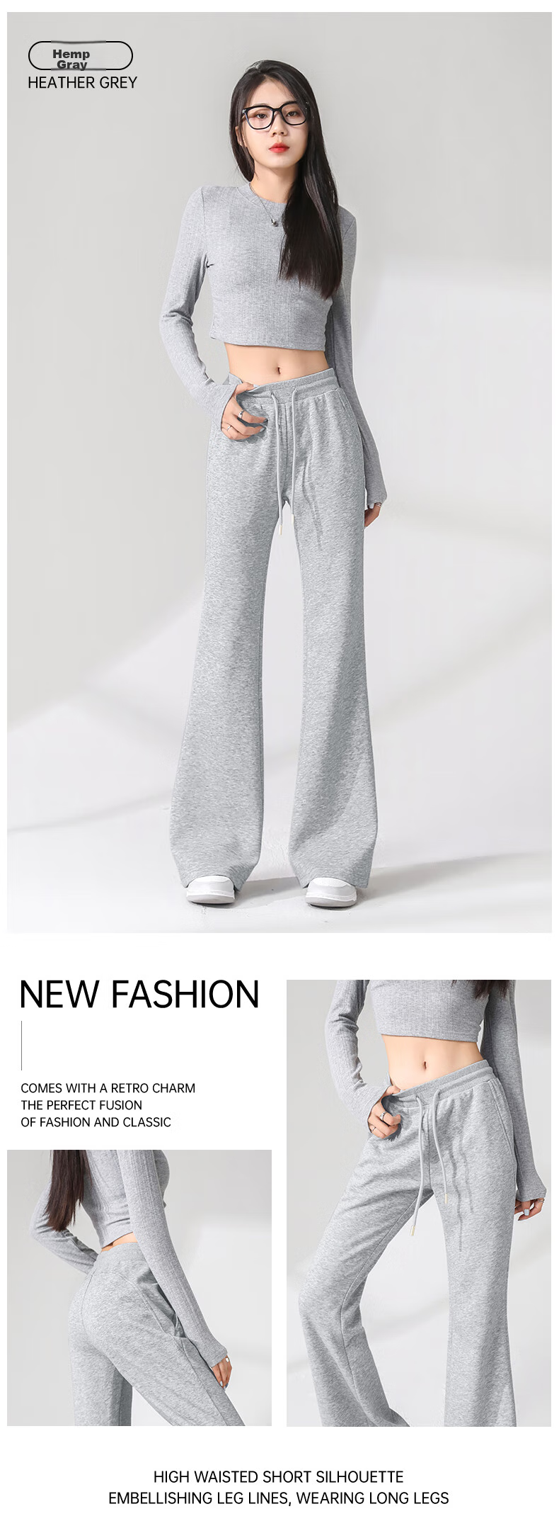 Baleno High-Waisted Flared Pants for Women, Spring And Autumn 2026, Elastic Waist, Slightly Flared Casual Long Pants, Fashionable Black Harem Pants 14