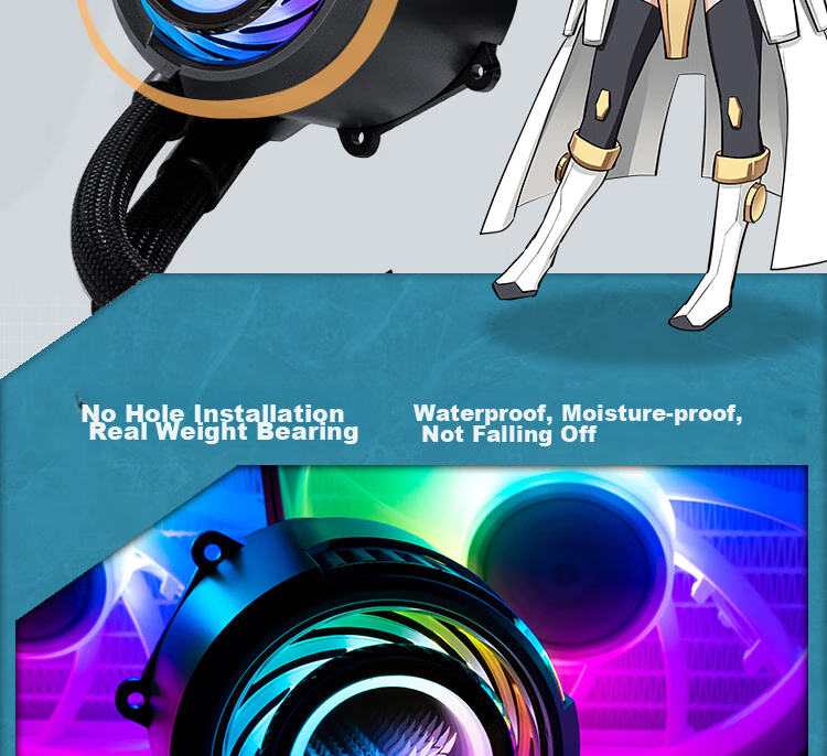 VALKYRIE C280-RGB VK All-In CPU Water Cooler, Compatible with LGA1700 AM5, ARGB Lighting Effects, Metal Fasteners 4