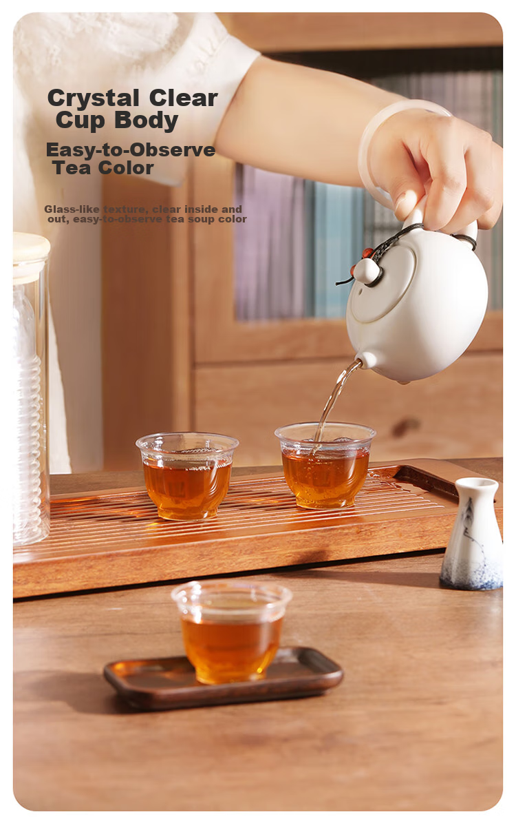 MARYYA Disposable Tea Cups, 60ml*100 Pieces, Thickened Aviation Space Plastic Kung Fu Tea Cups, Food-Grade High Temperature Resistant Cups 4