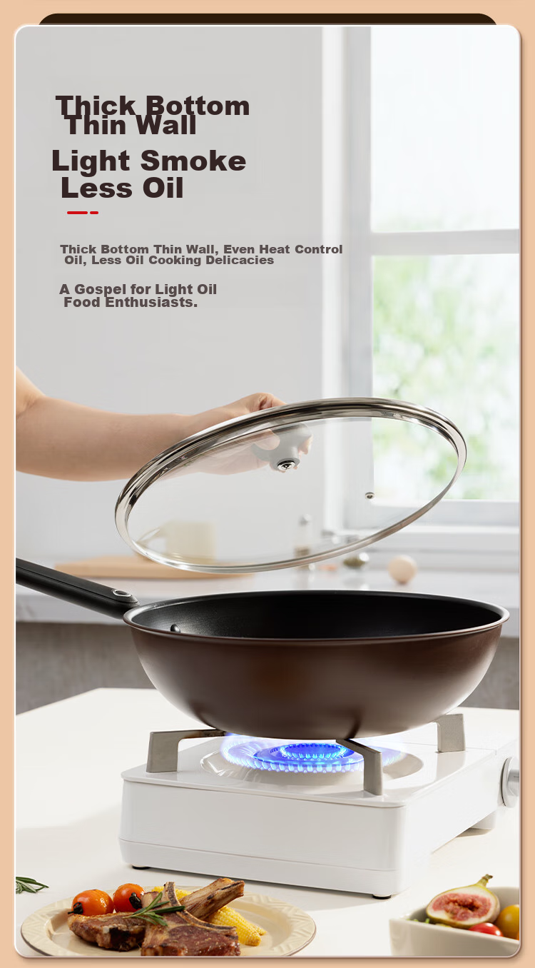 COOKER KING Wok, Easy-To Flat Bottom Non-Stick Pan, Low-Smoke Cooking Pot, 32cm, Compatible with Induction Cookers, Zili Second Generation B50069H 5