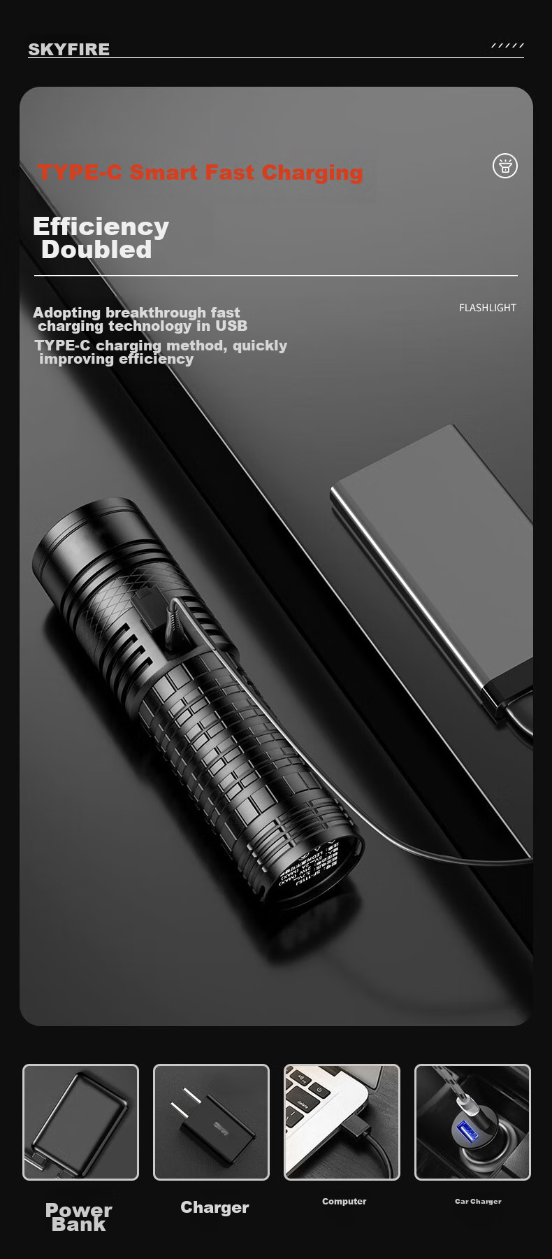 SkyFire Flashlight, High Brightness, Long Battery Life, Outdoor Survival, Ultra-Bright Laser, Outdoor And Home Use, Military-Grade, Compact Specialized Illumination Lamp 14
