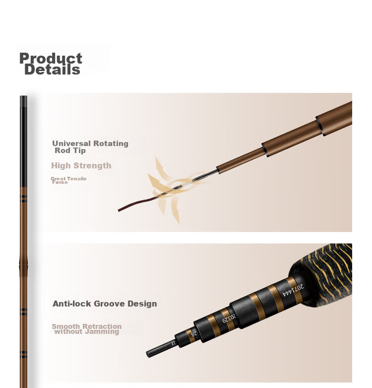 JD Original Bamboo Shadow Crucian Carp Rod, Bamboo-Like Vintage High Carbon Ultra-Light Fishing Rod, Leisure Wild Fishing Platform Fishing Rod, Light Hard Hand Rod, 4.5 Meters 8