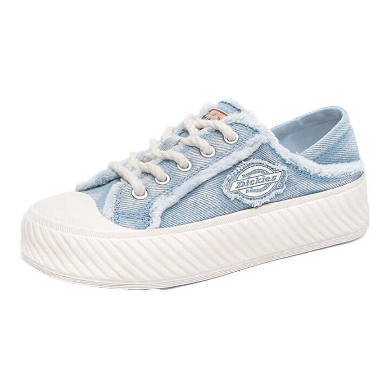 Dickies Women's Canvas Shoes, Trendy Casual Shoes, Low-Top Versatile Flat Shoes, Washed Blue, Size 35