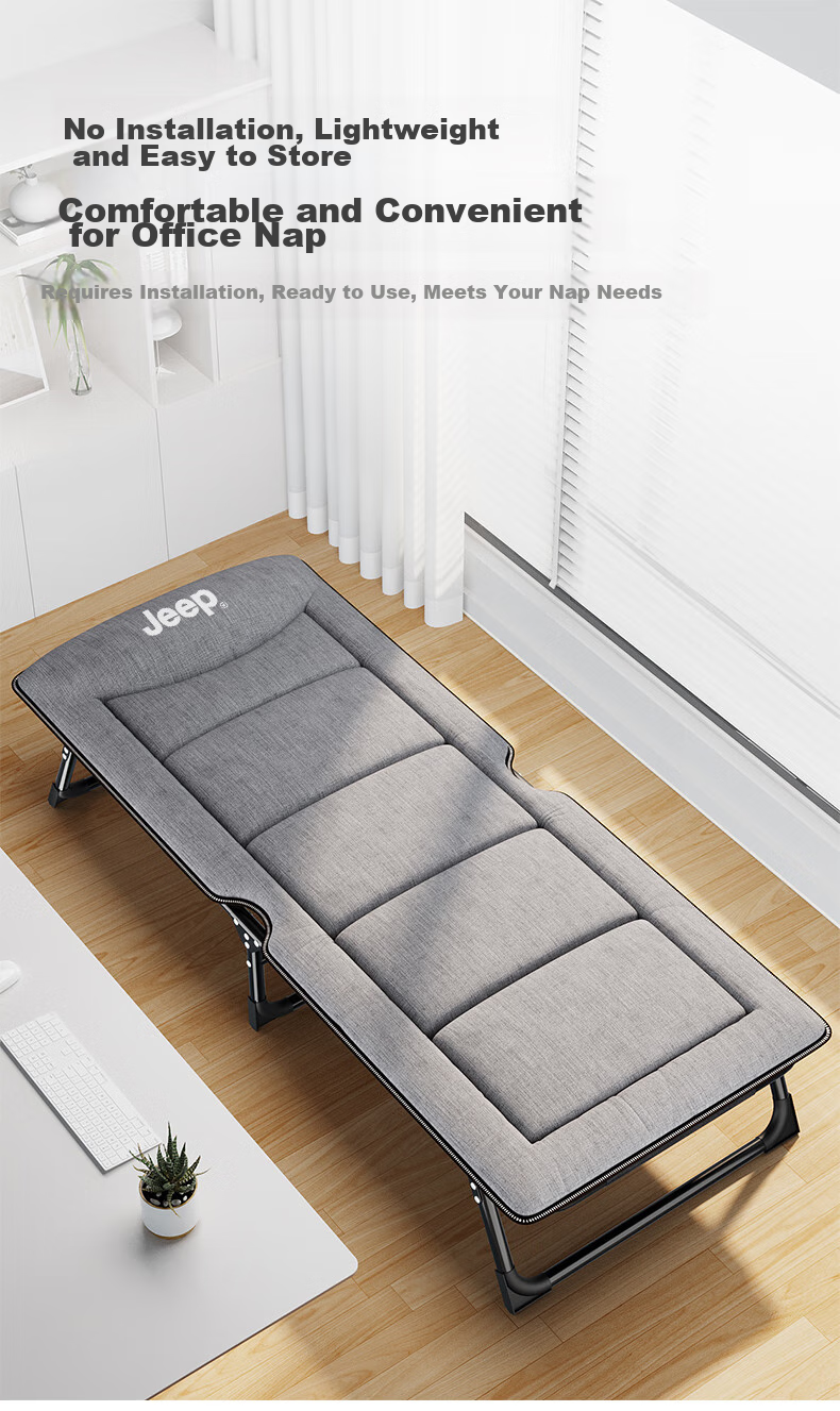 JEEP Folding Bed Lounger Nap Bed Single Bed Office Siesta Bed Multifunctional Accompanying Care Bed Mattress Integrated Pink 2