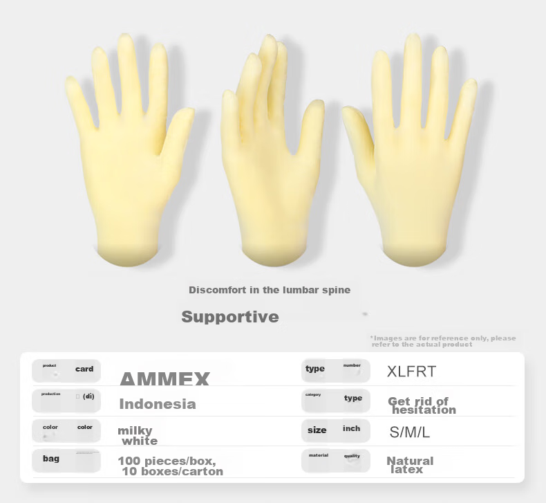 AMMEX Disposable Latex Gloves, 100 Pieces, Off-White XLFRT, Small Size S 6